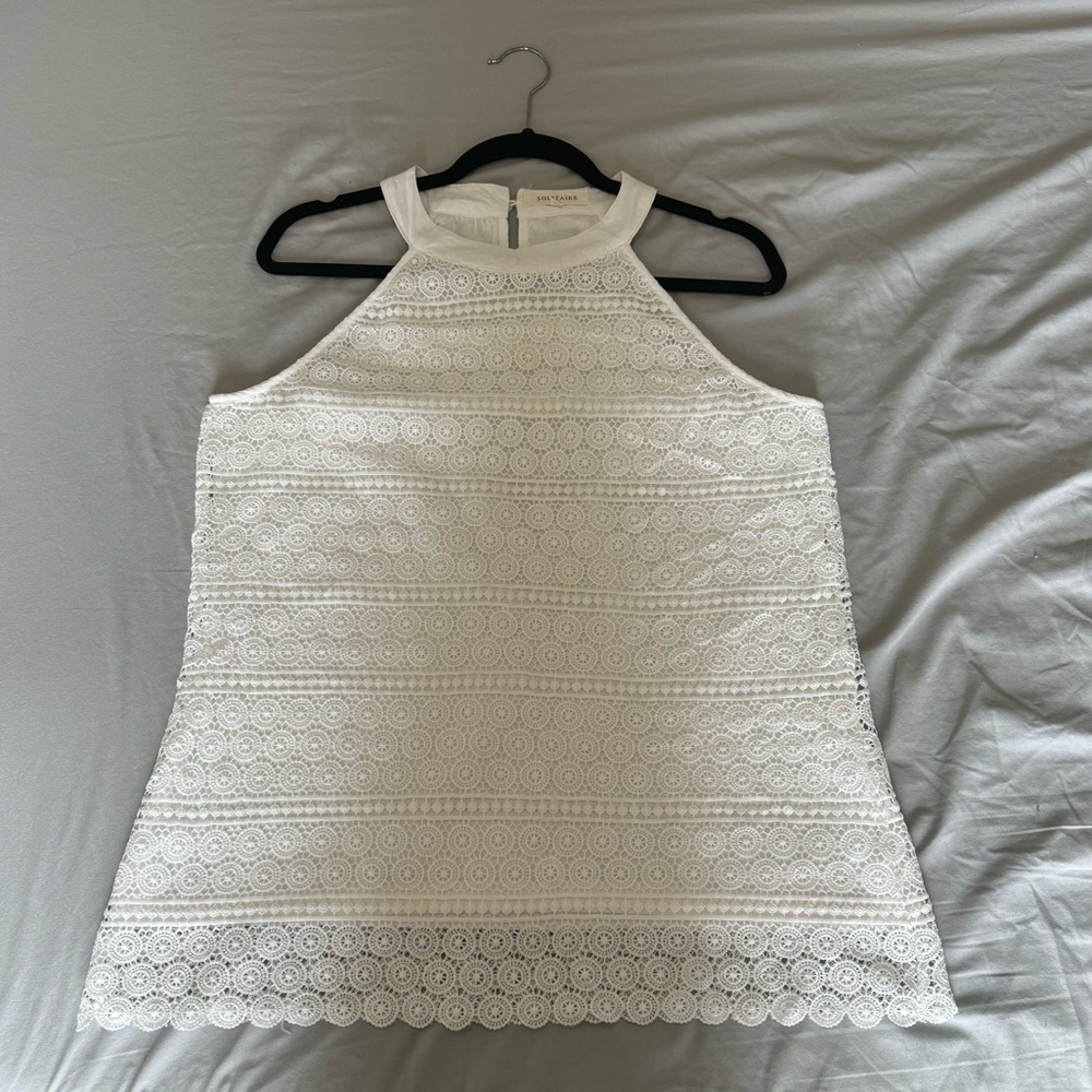 Solitaire White Crochet Halter